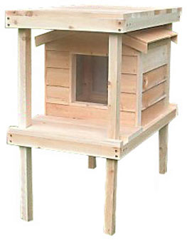 Cedar Cat House with Platform and Loft from CozyCatFurniture