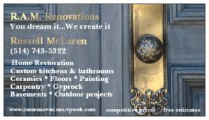 FOR QUALITY RENOVATIONS, CALL R.A.M. RENOVATIONS