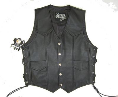 Classic Style Motorcycle Biker Vest - Authentic Leather