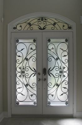 WROUGHT IRON & STAINED GLASS DOOR INSERTS