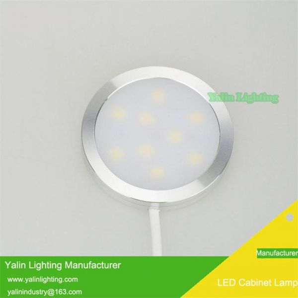 Round LED cabinet light, wardrobe disc lamp with splitter, ultrathin showroom furniture spotlight